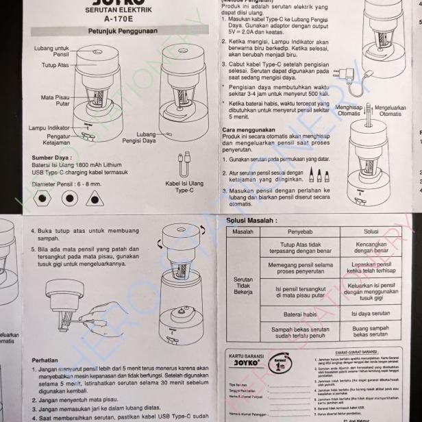 

Rautan Sil Elektrik Electric Sharer Joyko A-170E
