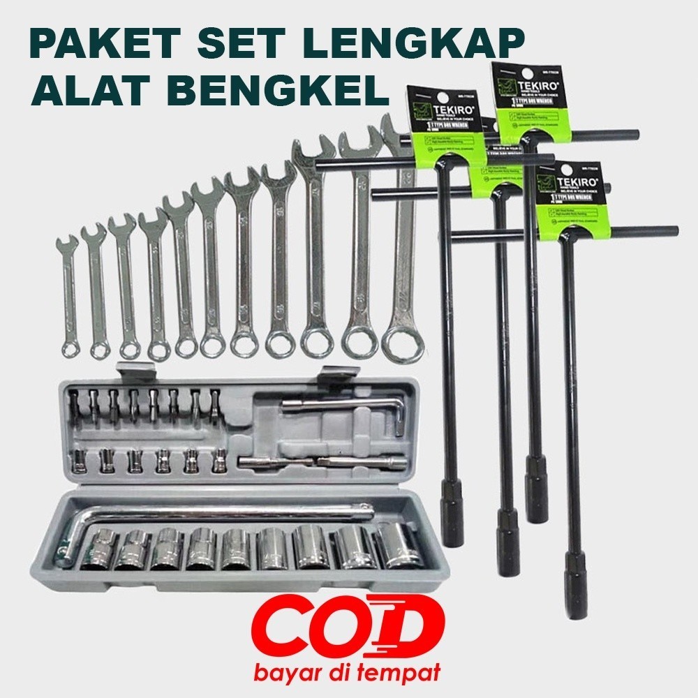 Paket Bengkel Lengkap Terbaru, 1 Kombinasi Perkakas Sepeda Motor, Peralatan Lengkap Asli, Kit Perkak