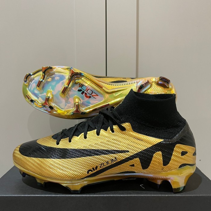 Sepatu Bola Nike Zoom Mercurial Superfly 9 Elite Metalic Gold Black FG