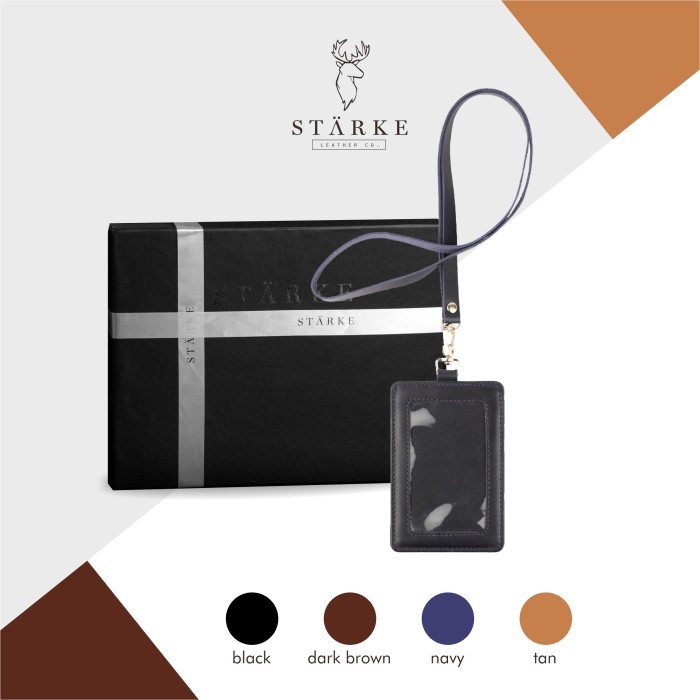 

Name Tag Card Holder ID Card Kulit Asli Hustle Hog Biru Navy