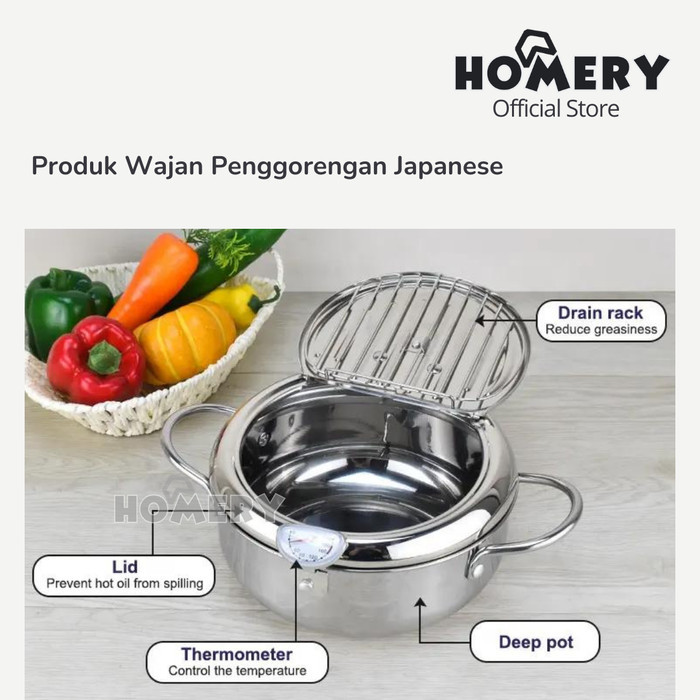 Panci Masak Penggorengan Deep Frying Pan Stainless Stell