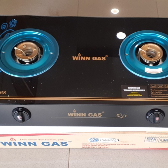 KOMPOR GAS 2 TUNGKU KACA WIN GAS W-668/W-668/W-668