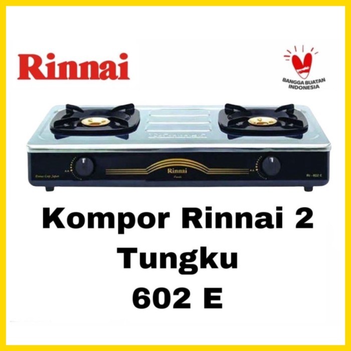 Paket Kompor Rinnai 2 Tungku RI 602 EW Warna Hitam/Putih