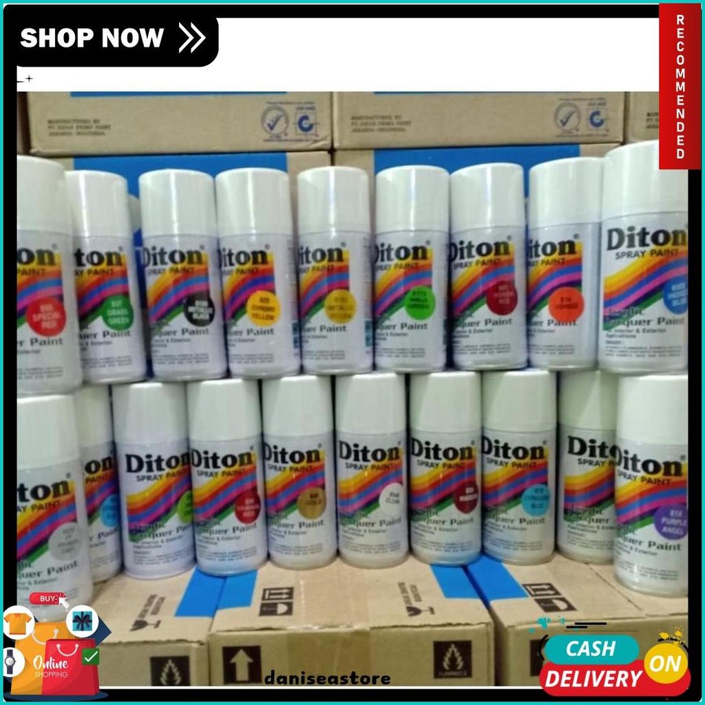 Diton Spray Paint Acrylic Lacquer Paint Pilox Pilok Cat Semprot Glossy Metallic Doff Stabilo Chrome 