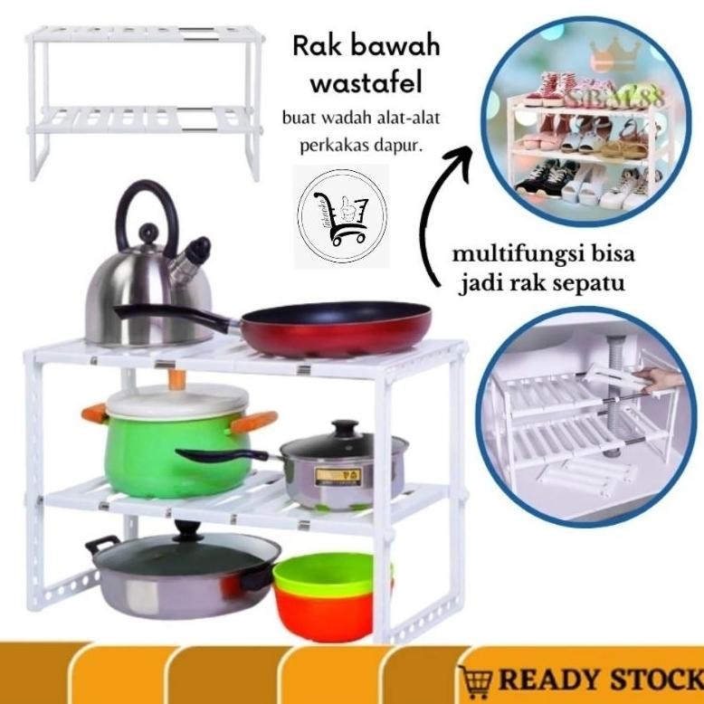 RAK PANCI BAWAH WASTAFEL 2 SUSUN Rak Susun Bumbu Dapur Rak Dapur Serbaguna