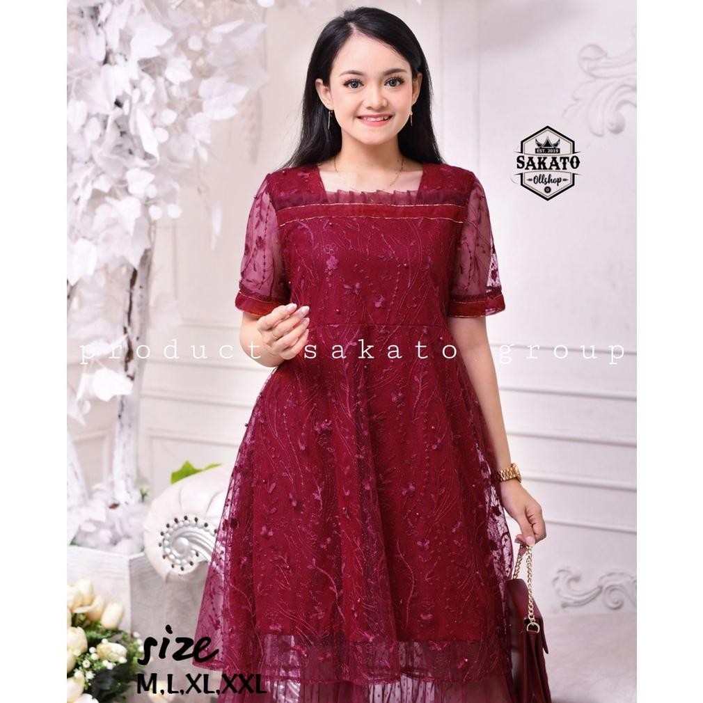 WTYU MODEL TERBARU DRESS KONDANGAN WANITA KOREA DRESS BRUKAT PENDEK DRESS NATAL DRESS KOREA / NATALI