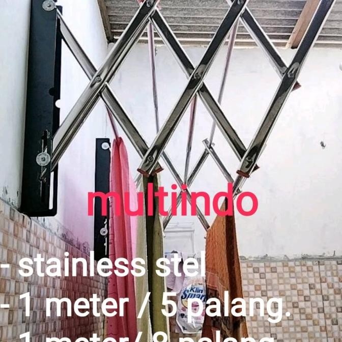 TERBARU - JEMURAN GANTUNG DINDING LIPAT STAINLESS 1 METER 5 & 8 PALANG