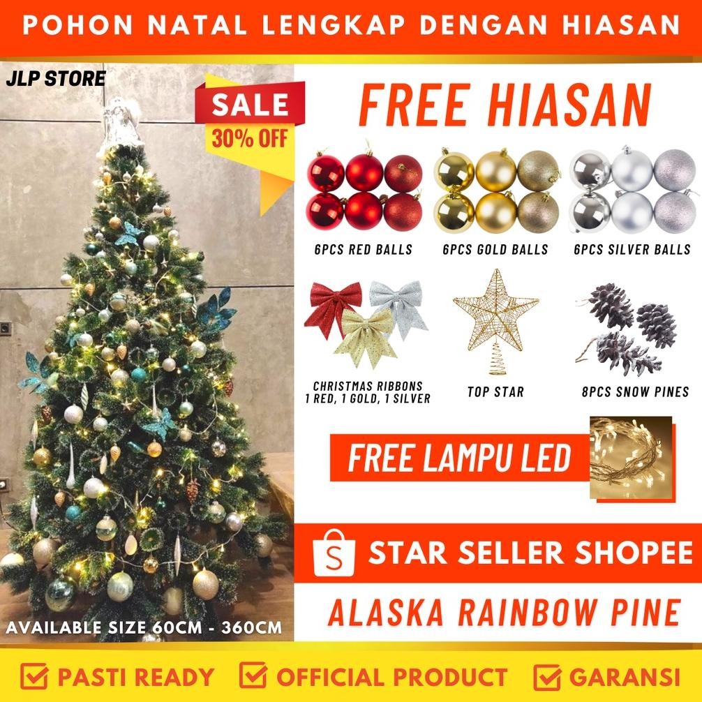 Pohon Natal Besar Bonus Hiasan Dan Lampu Tinggi 2 Meter 210 Cm 7 Feet Ft Premium Christmas Tree Mura