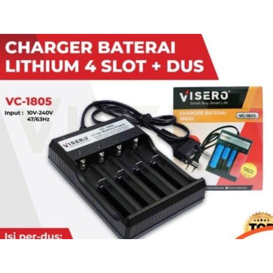 

TERSEDIA CHARGER BATERAI VISERO UNIVERSAL 18650 / AAA /AA 4 SLOT