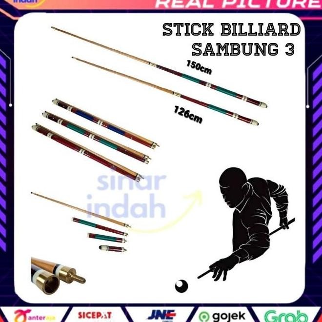 [NEW] Stick Tongkat Billiard Billiar Sambung 3 murah kayu import TERBAIK