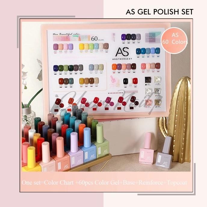 NEW AS gel polish set 60 warna top base anothersexy another sexy nail gel