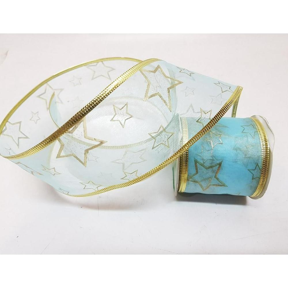 

HGT Pita Hias Dekorasi Biru Muda Kawat Transparant Natal Lebaran 6 Cm Hampers 2.7m Parcel