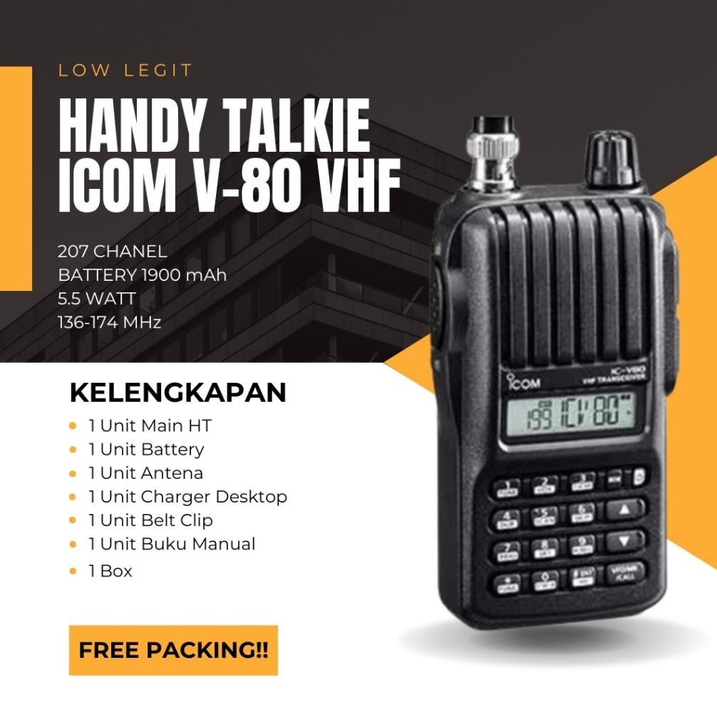Marin Ht Icom V80 Handy Talkie Icom V80, Ht V80 Free Earset..Murah