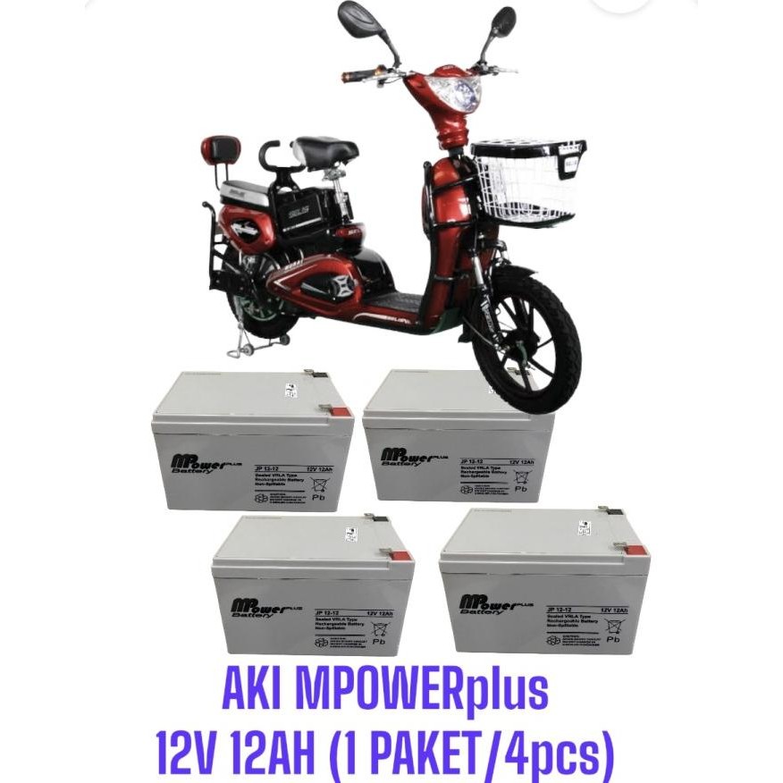Baterai / Aki sepeda listrik exotic United Super Rider Indobike Richey  Batre VRLA MPOWER plus 12v 1