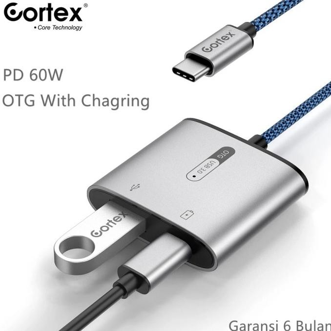 Cortex MH366 Spliter 2in1 USB-C to USB 3.0 OTG + Type-C Charging 60W