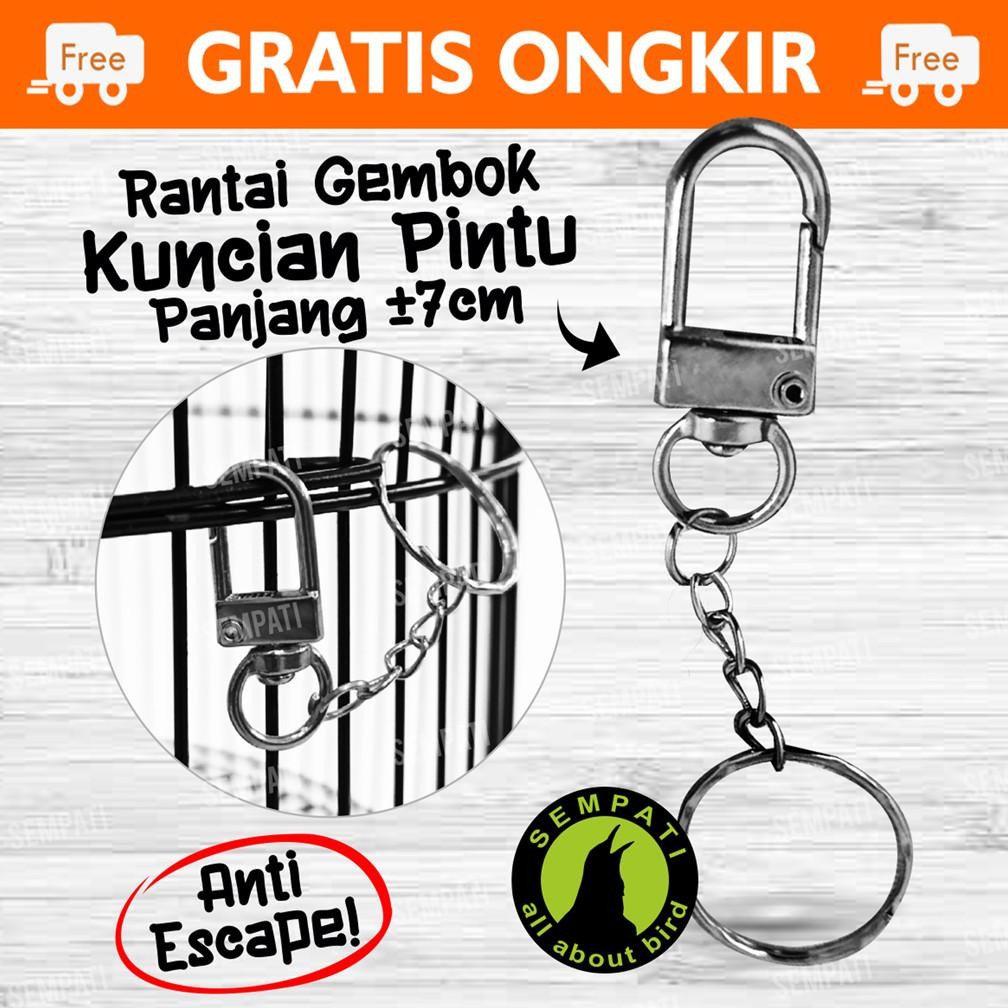 Rantai Gembok Silver Pengunci Sangkar Burung Murai Lovebird Kacer Kenari Rantai Kunci Kandang Hewan 