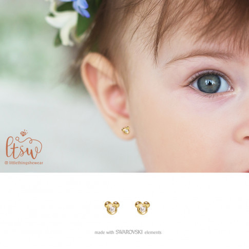 littlethingshewear mickey swarovski earring/ anting anak ASLI