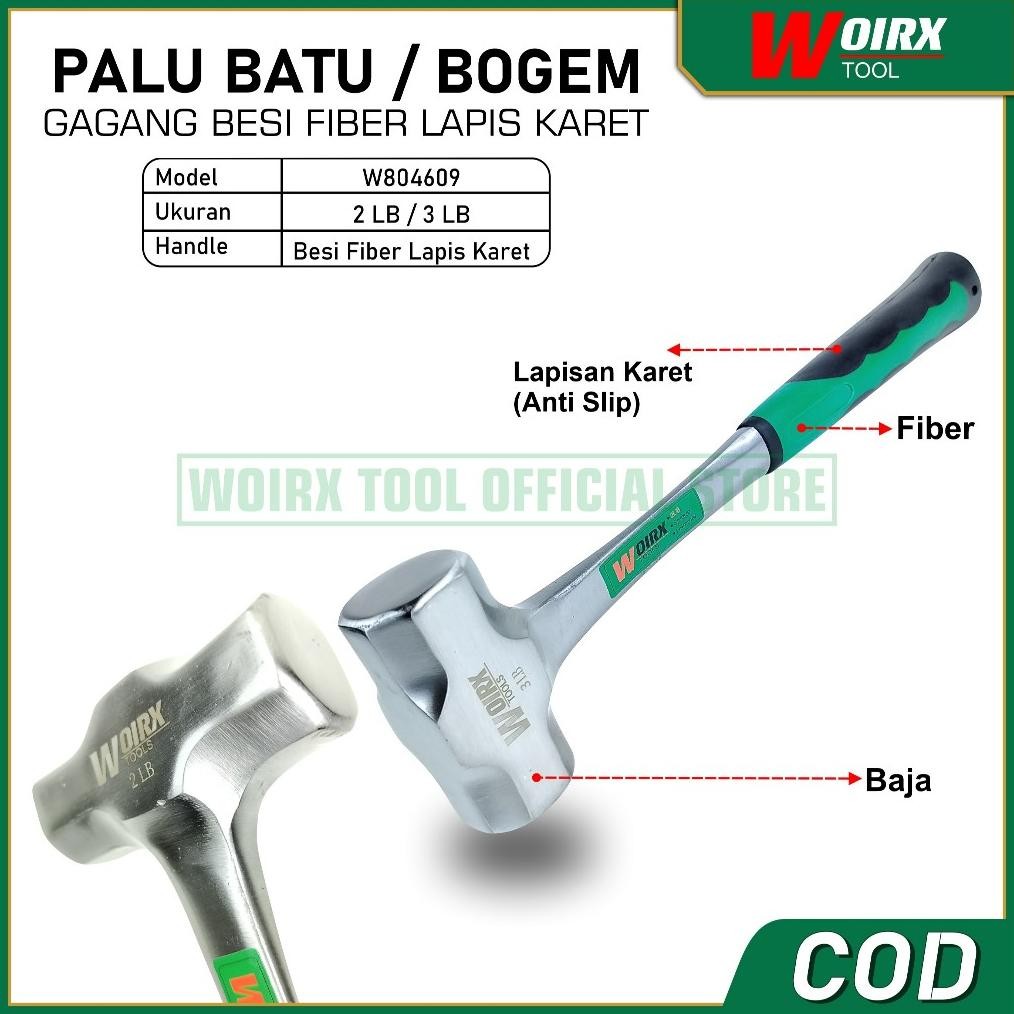 Palu Batu Palu Besi Bogem 2LB 1kg 3LB 1.5kg Gagang Besi Fiber Lapis Karet