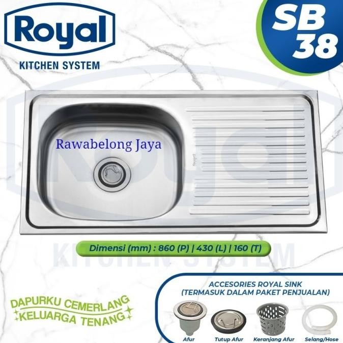 Royal Kitchen Sink SB 38 | Bak Cuci Piring Royal SB38 + Sayap