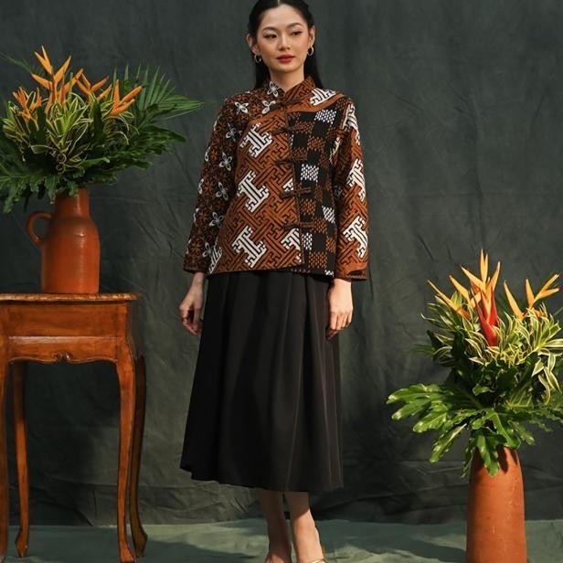 Nona Rara - Vivi Dobi Sogan T3152, Baju Kerja Blouse Batik Wanita Ern
