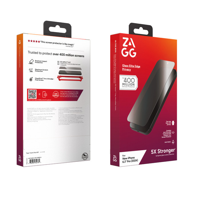 ZAGG Tempered Glass Elite Privacy 16 Pro Max / 16 Pro - Screen Protector