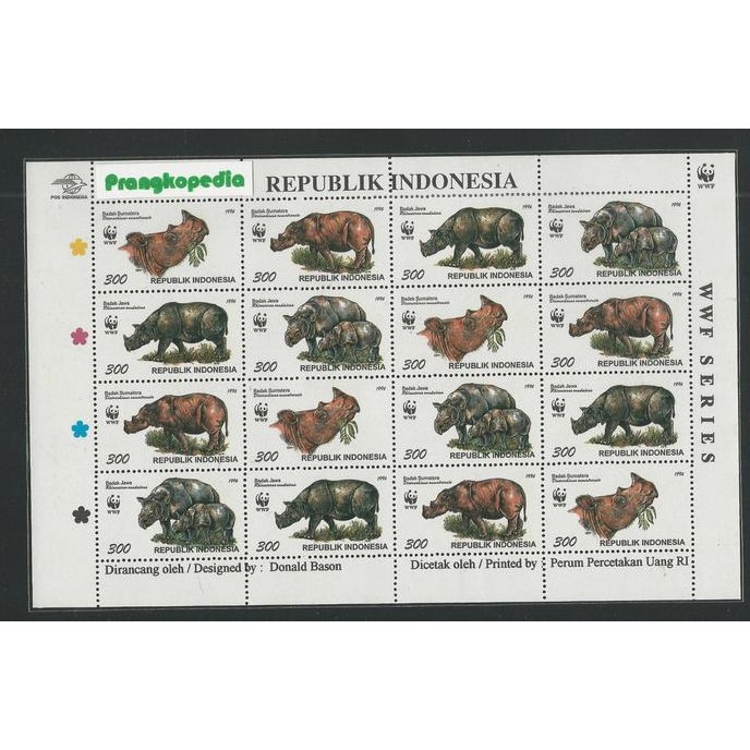 

Perangko/Prangko Indonesia. I-504. 1996. Seri Wwf Badak. Fullsheet Original Dan Terpercaya