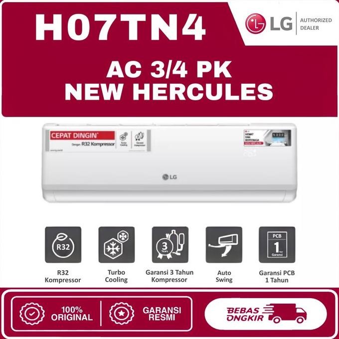 TERBARU - AC LG H07TN4 3/4PK | 0.75PK New Hercules Low Watt Turbo Cooling 640W
