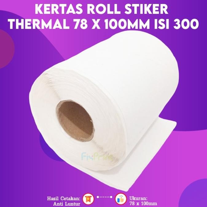 

Kertas Sticker Thermal Roll 78x100 Kertas Stiker Lipat Label Resi Barcode Anti Luntur 100x150