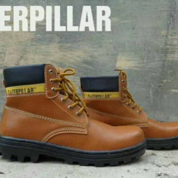 safety shoes sepatu Caterpillar safety Bromo coklat muda