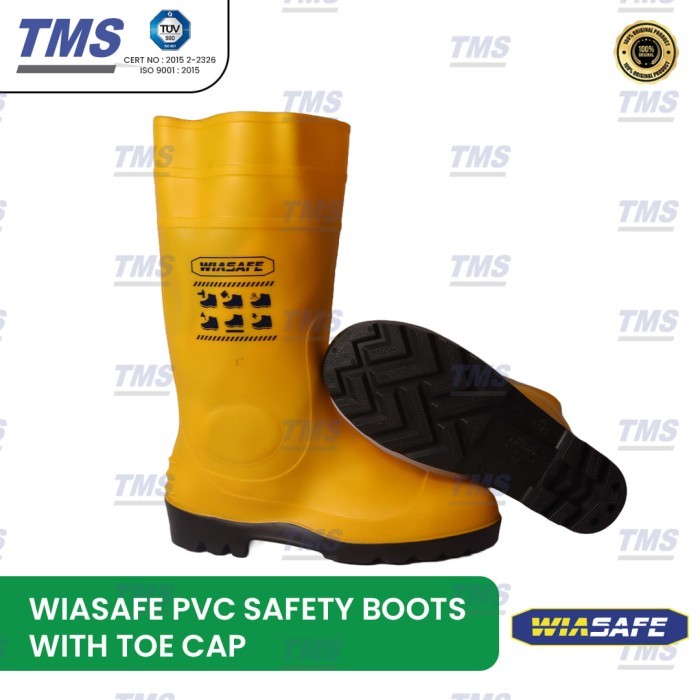 Sepatu Safety Boots Kuning WIASAFE PVC Safety Boots Toe Cap - Original