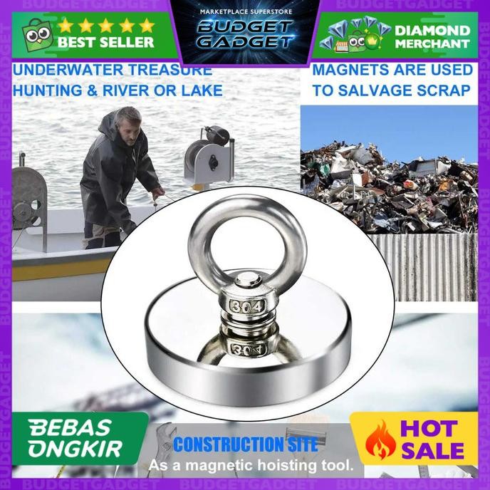 

TERBARU - Magnet Gantungan Round Hook Strong Neodymium 240kg 75mm