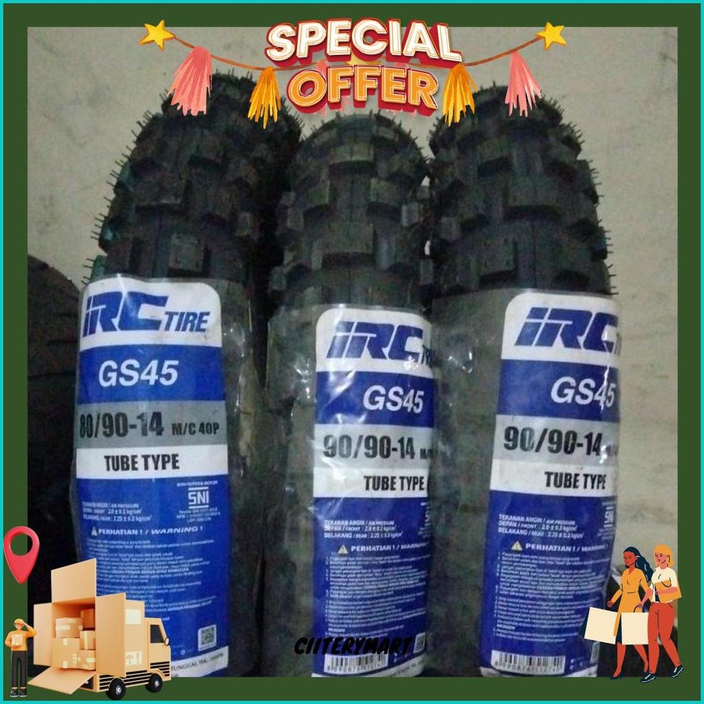 Ban Trail (70/90 - 80/90 - 90/90 Ring 14) Irc Gs45 Tube Type Ban Luar Irc Motor Trail Depan Belakang