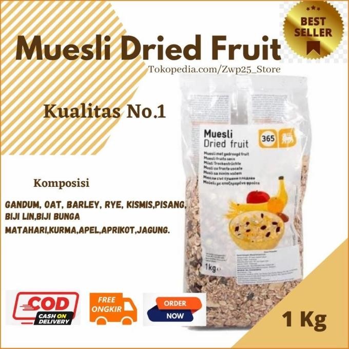 

Muesli Dried Fruit 365 1kg l Sereal Sarapan l Vegan Food