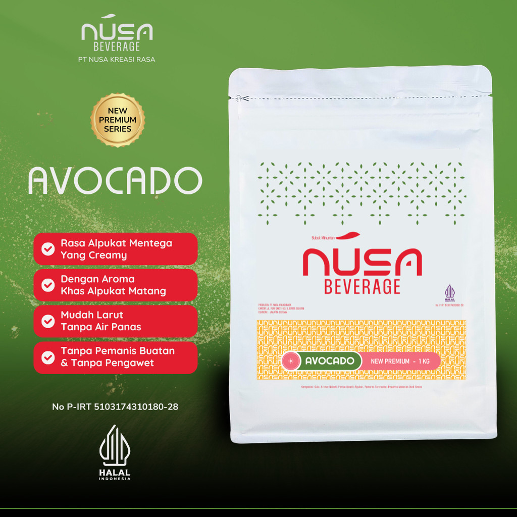 

NUSA BEVERAGE Avocado Premix Powder 1Kg Untuk Bisnis Dessert & Bakery & Cake