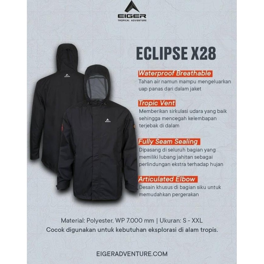 JAKET GUNUNG EIGER WATERPROOF ECLIPSE X28 GUNUNG HITAM ORIGINAL KAM