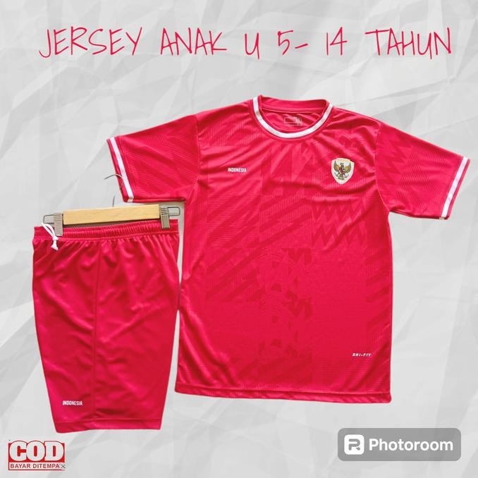 JERSEY TIMNAS ANAK INDONESIA KAOS BOLA ANAK LAKI LAKI JERSEY FUTSAL  BAJU BOLA ANAL U 5 H 15 TAHUN B