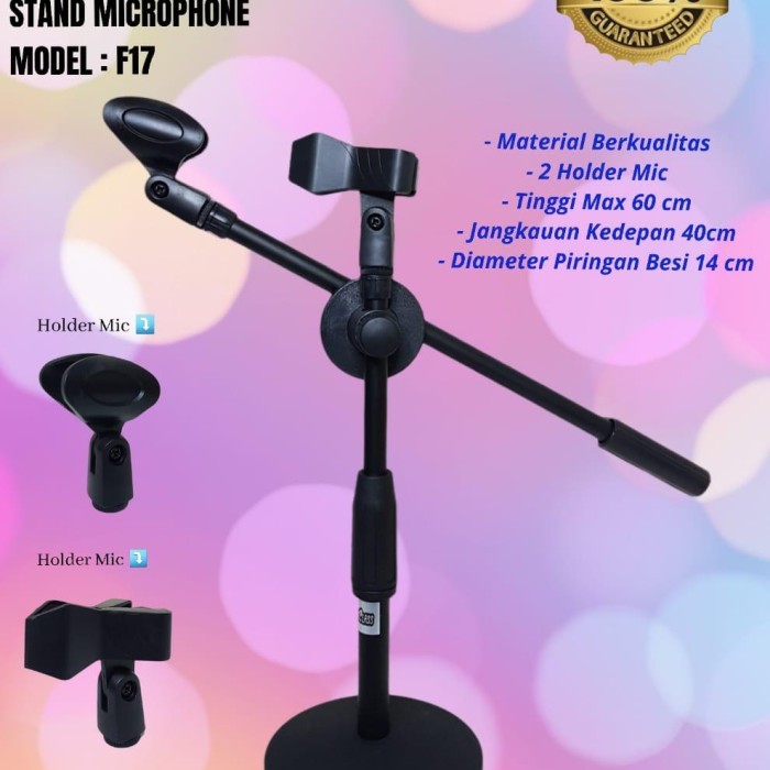 stand mic meja kaki bulat besi berat bahan bagus