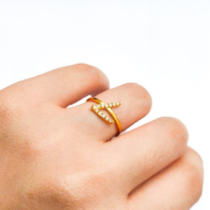 Promo Hadiah Pacar Cincin Wanita Huruf L emas asli Keren