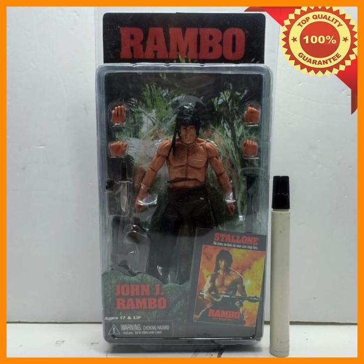 (AFP) MAINAN ACTION FIGURE NECA RAMBO JOHN J RAMBO STALLONE BLOOD TINGGI SEK