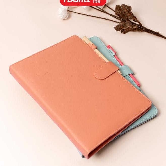 

Flashee Binder Agenda Polos Ukuran B5 26 Hole Kertas Binder Organizer Kulit Ter