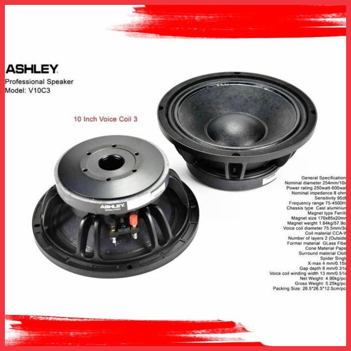 (SOU) SPEAKER ASHLEY 10INCH V10C3 ORIGINAL WOOFER ASHLEY 10INCH