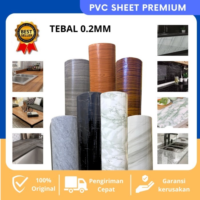 TERBAIK PVC SHEET (Sudah ada Lem)/Deco Sheet pelapis furniture/ sticker murah pvc sheet motif kayu/