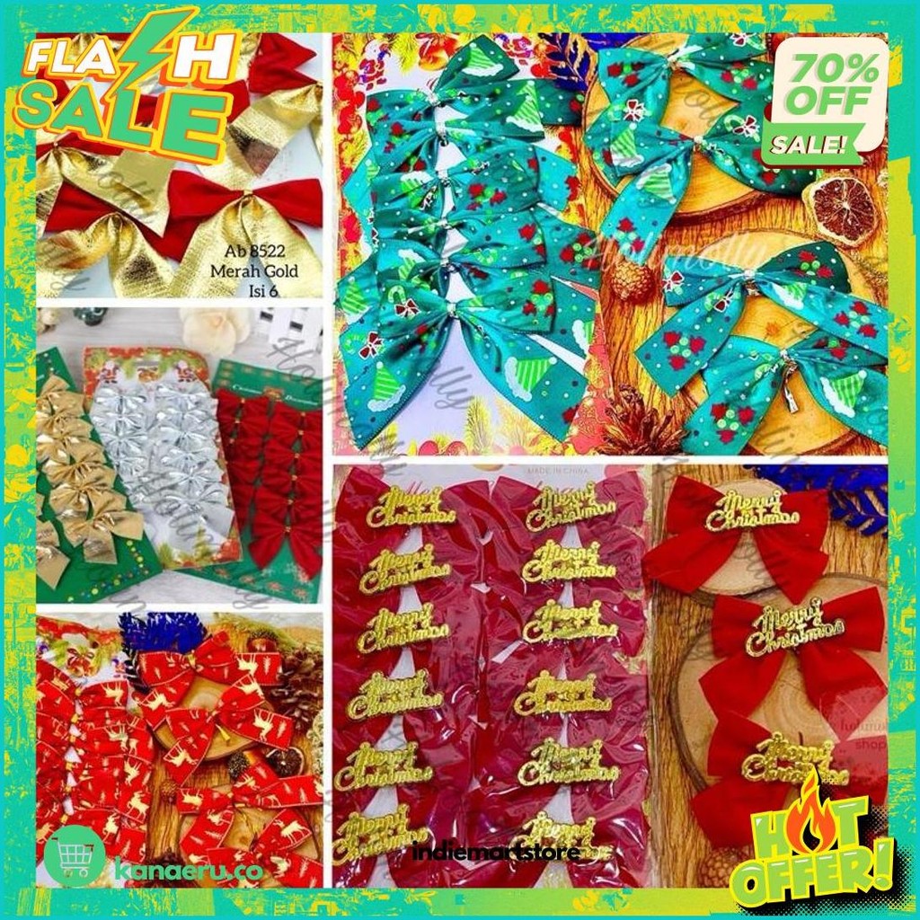 

Pita Pohon Natal - Dekorasi Hiasan Gantungan Pita Lonceng Pohon Natal Bisa Untuk Hampers Gift Box Murah