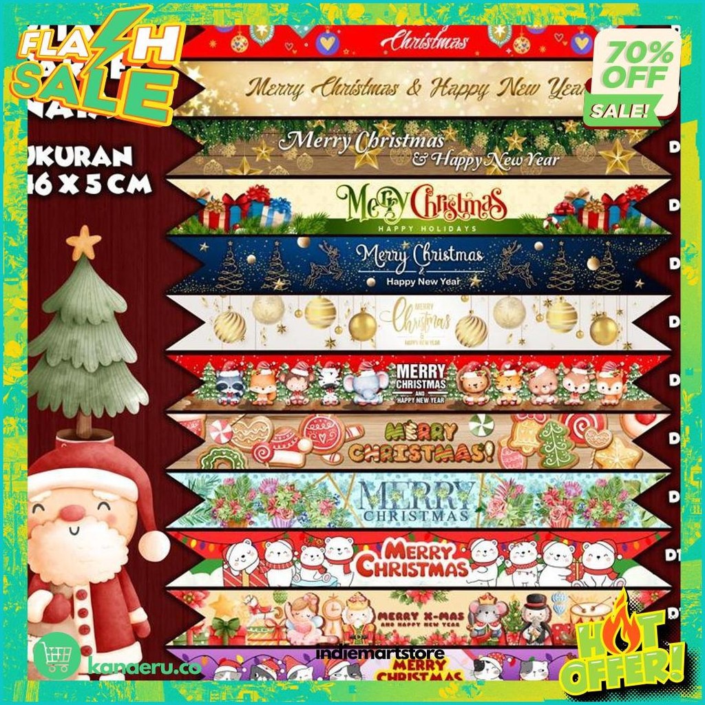 

Label Parcel / Pita Parcel / Paper Belt Selamat Natal Dan Tahun Baru - Merry Christmas And Happy New Year Promo