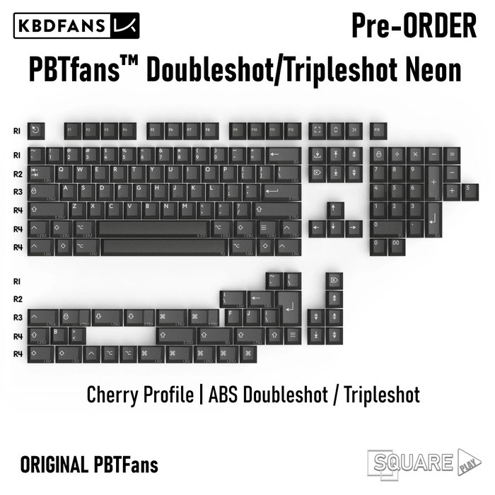 Terlaris Pbtfans Doubleshot/Tripleshot Neon - Cherry Profile Keycaps Kbdfans