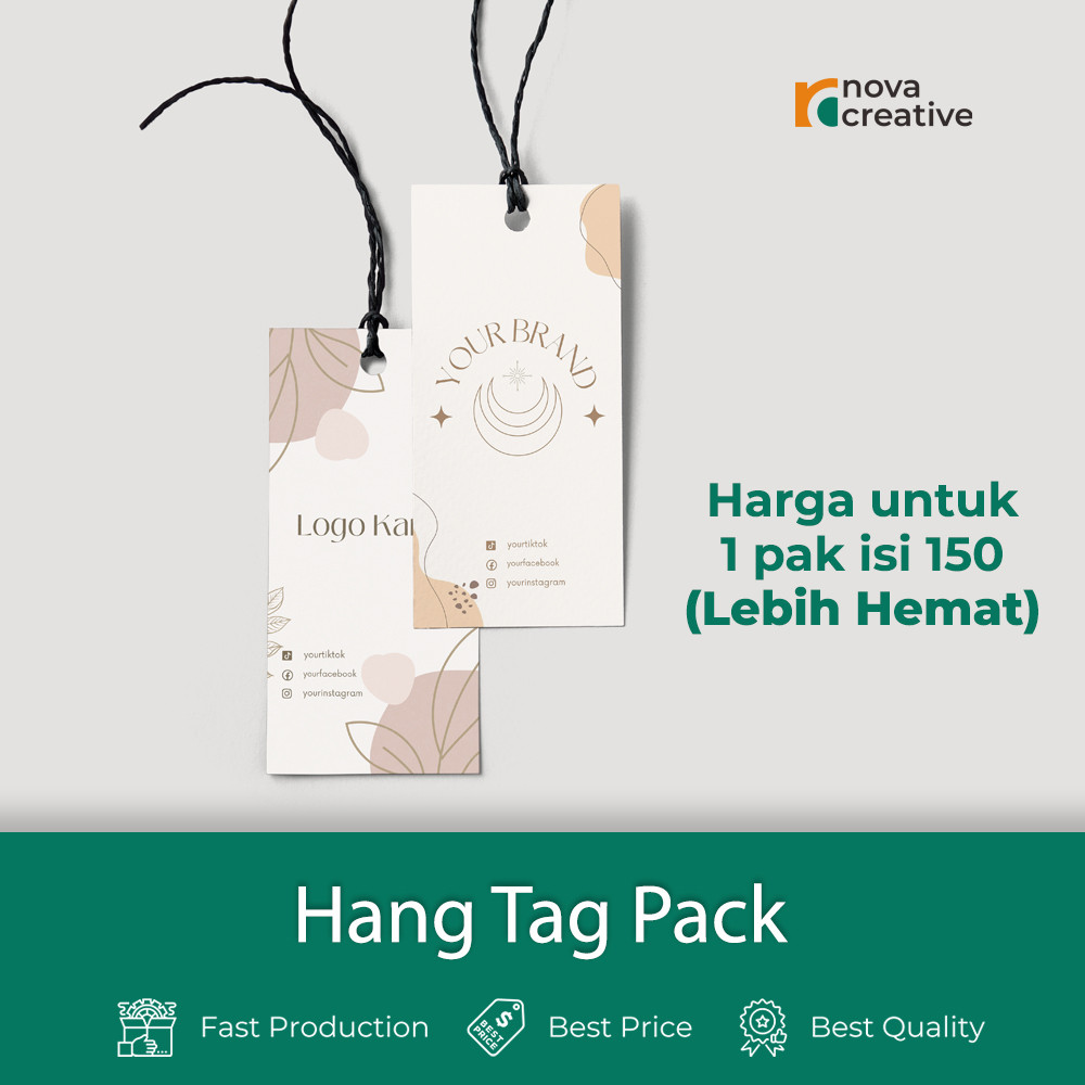 Hang Tag Baju Isi 150 Pcs Free Desain Label Baju Cetak Hangtag Baju Label Merek Hang Tag Custom Desa