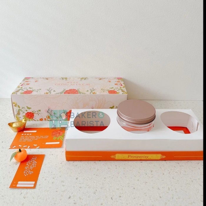 

TERBARU IMLEK BOX 3 JAR ORANGE FLOWER HAMPERS BOX KOTAK ISI TOPLES KUE KERING