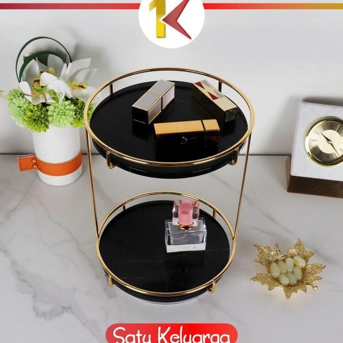 SK-K134 Rak Kosmetik Bulat 2 Tingkat Rak Putar 360 Derajat GT