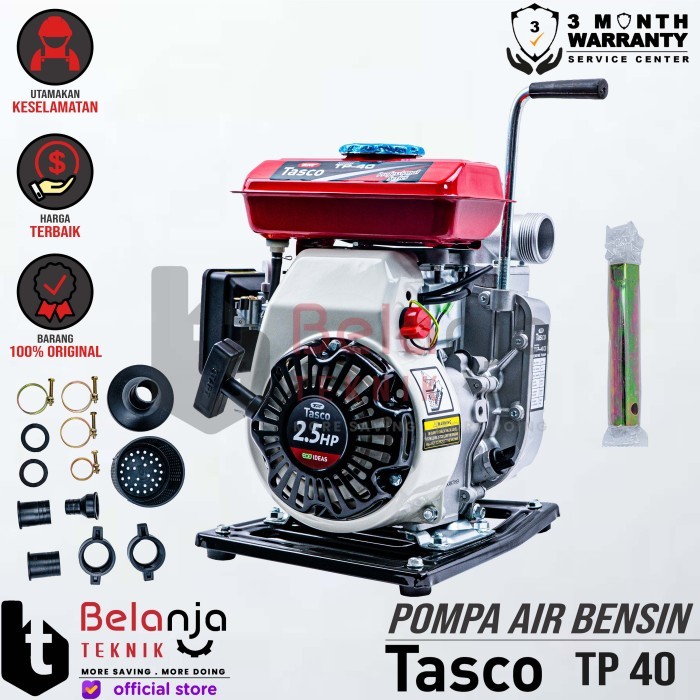 TASCO Pompa Air Bensin TP 40 Alkon 1.5 Inch PLUS Converter 1 Inch 4tak