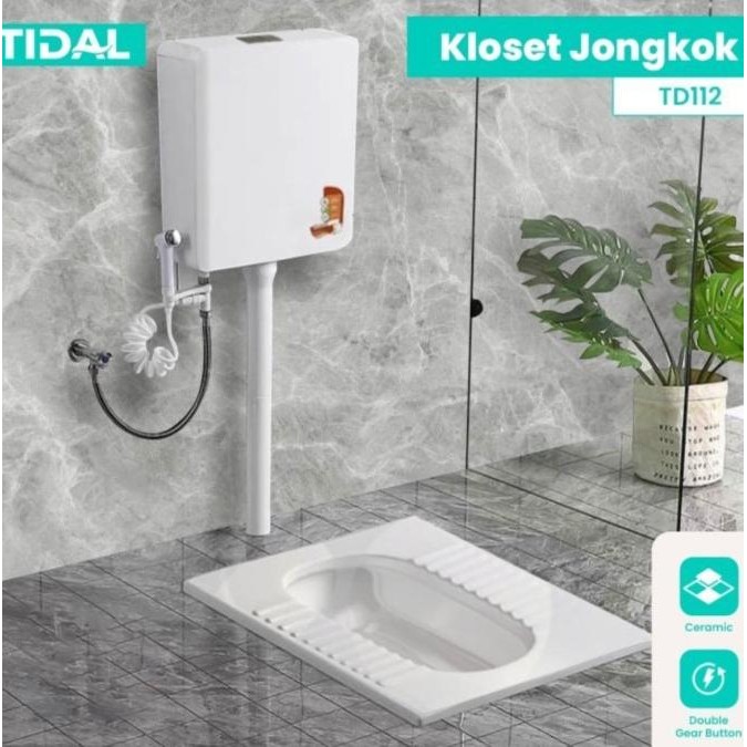 TERMURAH - TIDAL KLOSET JONGKOK OTOMATIS TIDAL TD112 TD 112 / CLOSET JONGKOK FLUSH KOMPLIT SET PUTIH